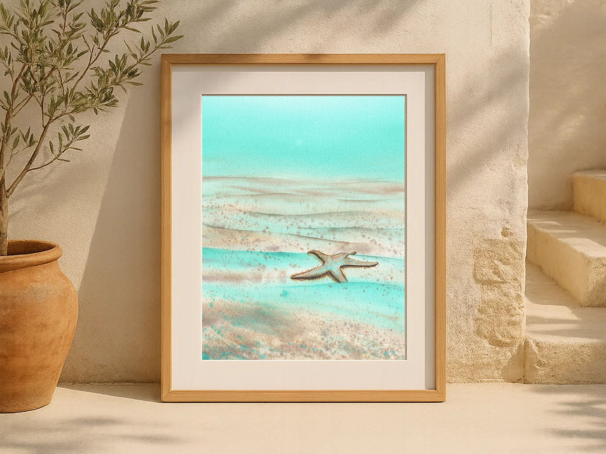 Mint Green Starfish - Art Print