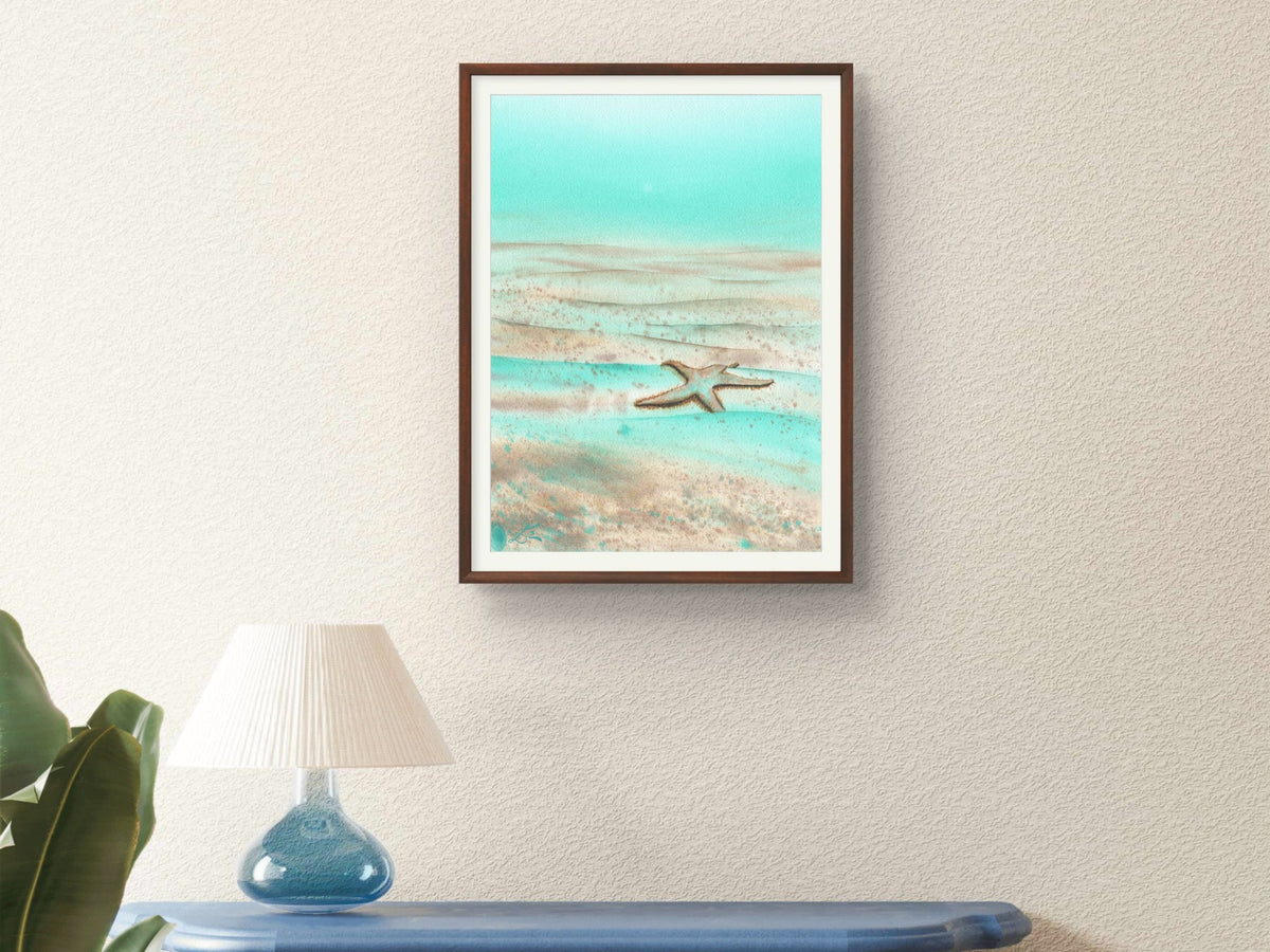 Mint Green Starfish - Art Print