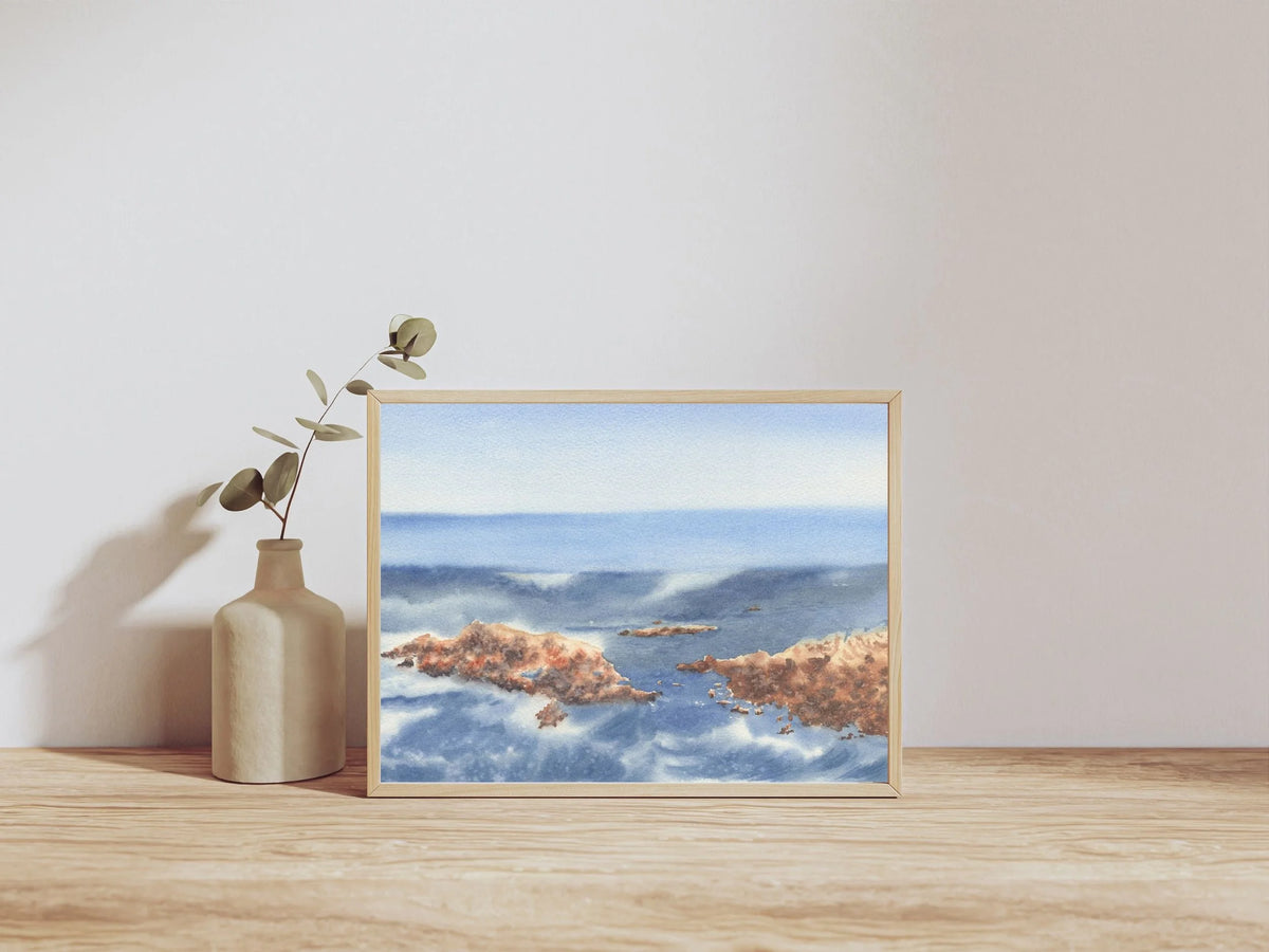 Ocean Waves with Rocks  - Art Print