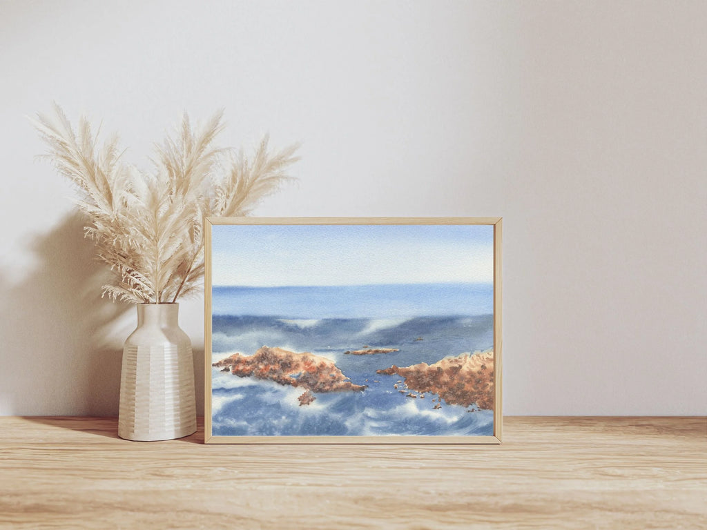 Ocean Waves with Rocks  - Art Print