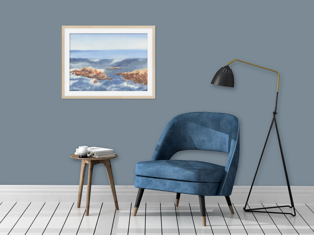 Ocean Waves with Rocks  - Art Print