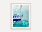 St. Anna - Original Watercolor Painting of a Blue Sailboat