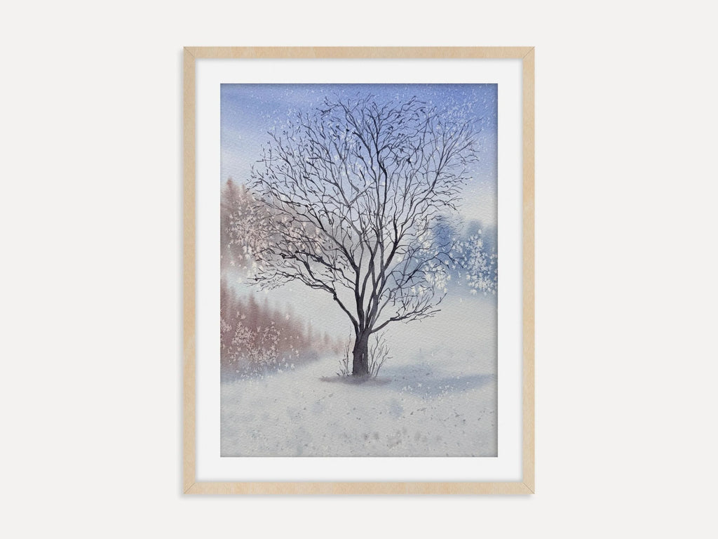Solitary Winter Tree- Original Watercolor Painting