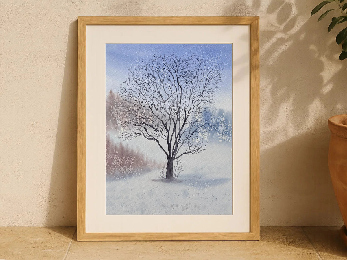 Solitary Winter Tree- Original Watercolor Painting