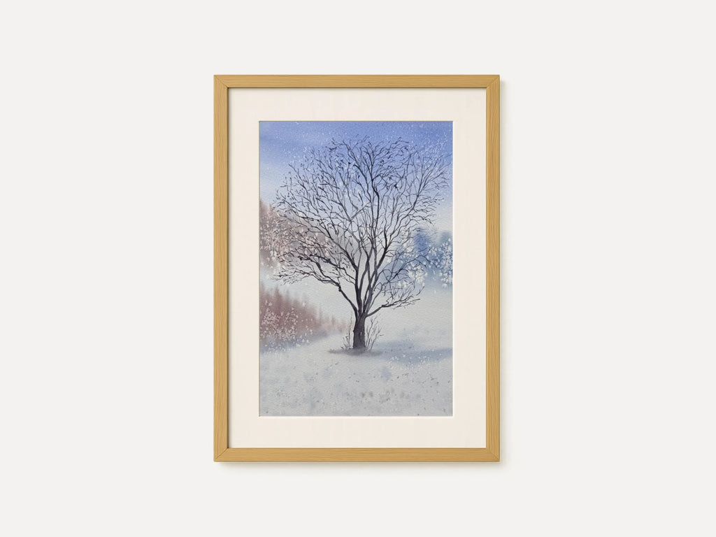 Solitary Winter Tree- Original Watercolor Painting