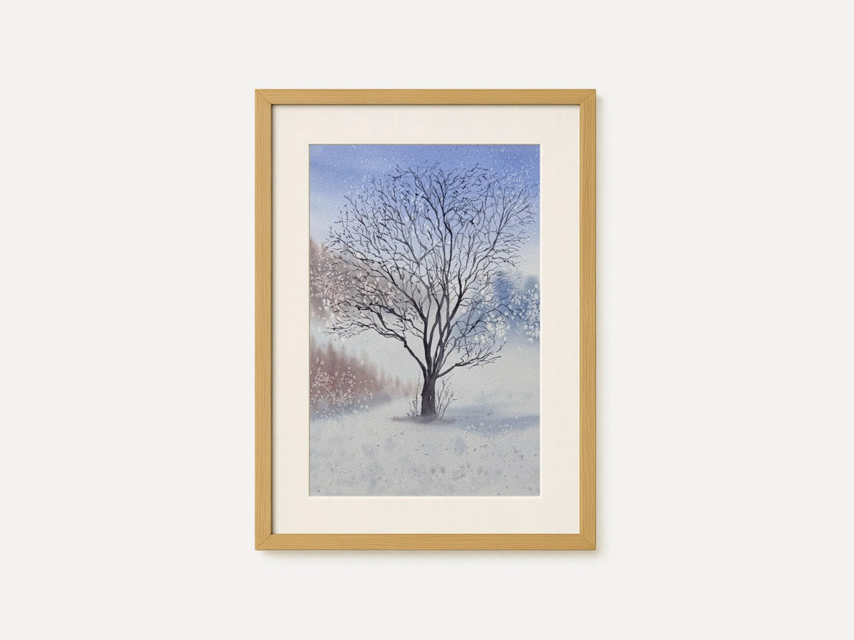 Solitary Winter Tree- Original Watercolor Painting