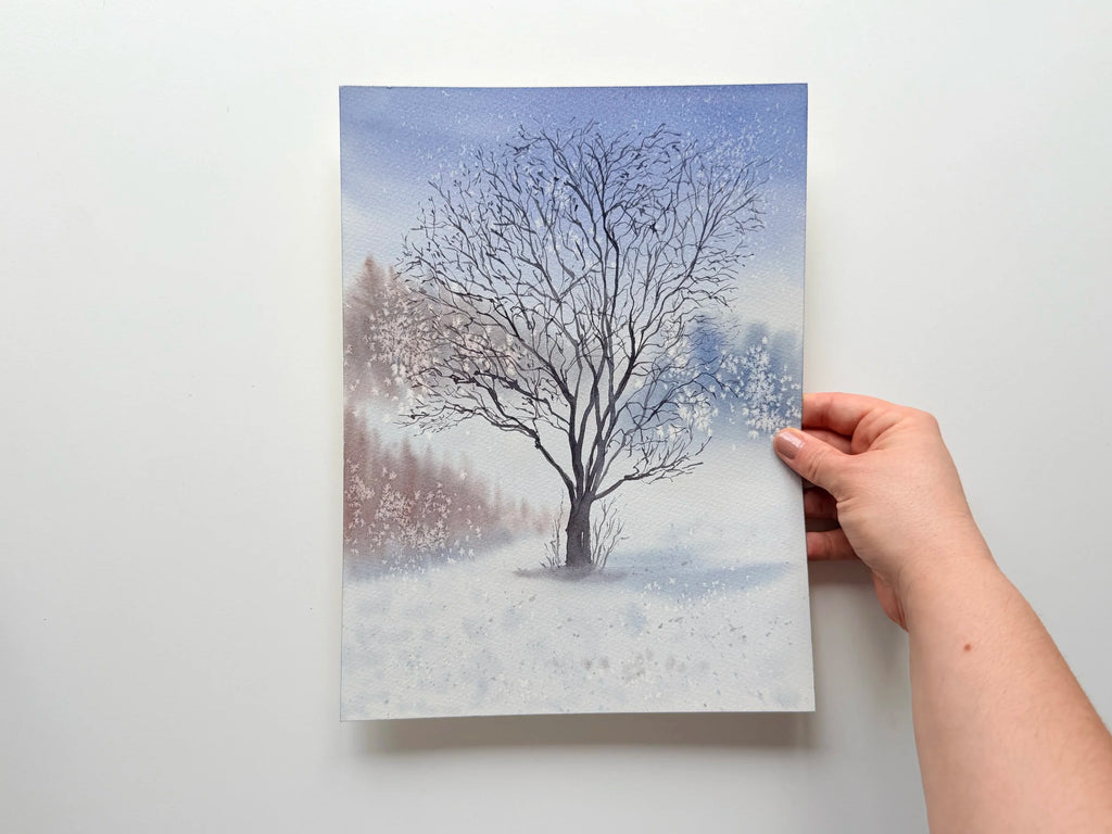 Solitary Winter Tree- Original Watercolor Painting