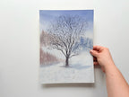 Solitary Winter Tree- Original Watercolor Painting