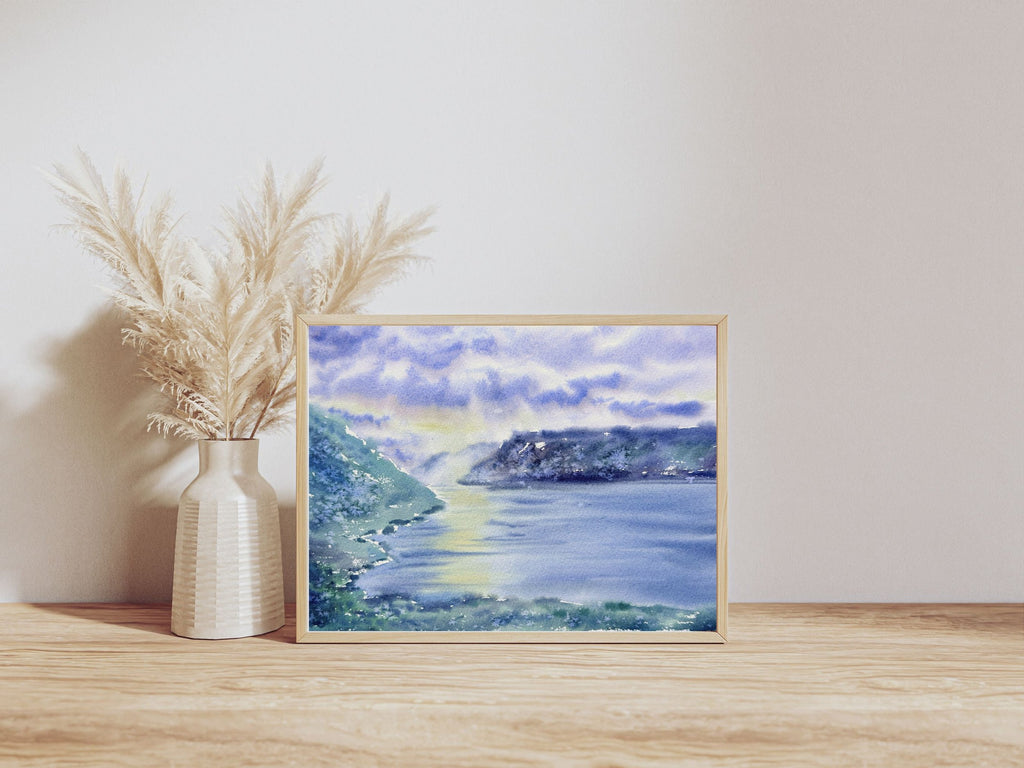 Glowing Sunrays Behind The Clouds - Original Watercolor Painting