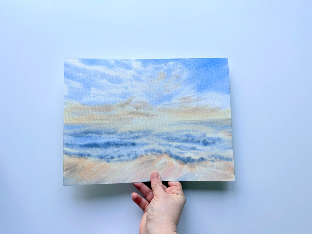 Sunrise Over The Sea - Original Watercolor Painting