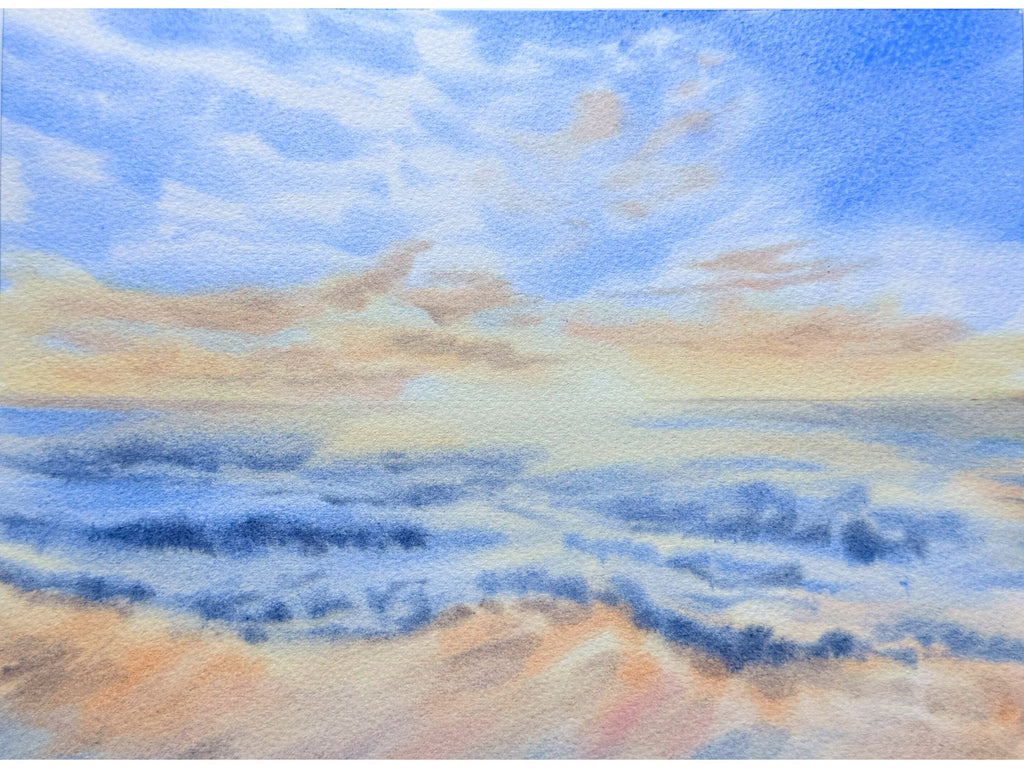 Sunrise Over The Sea - Original Watercolor Painting