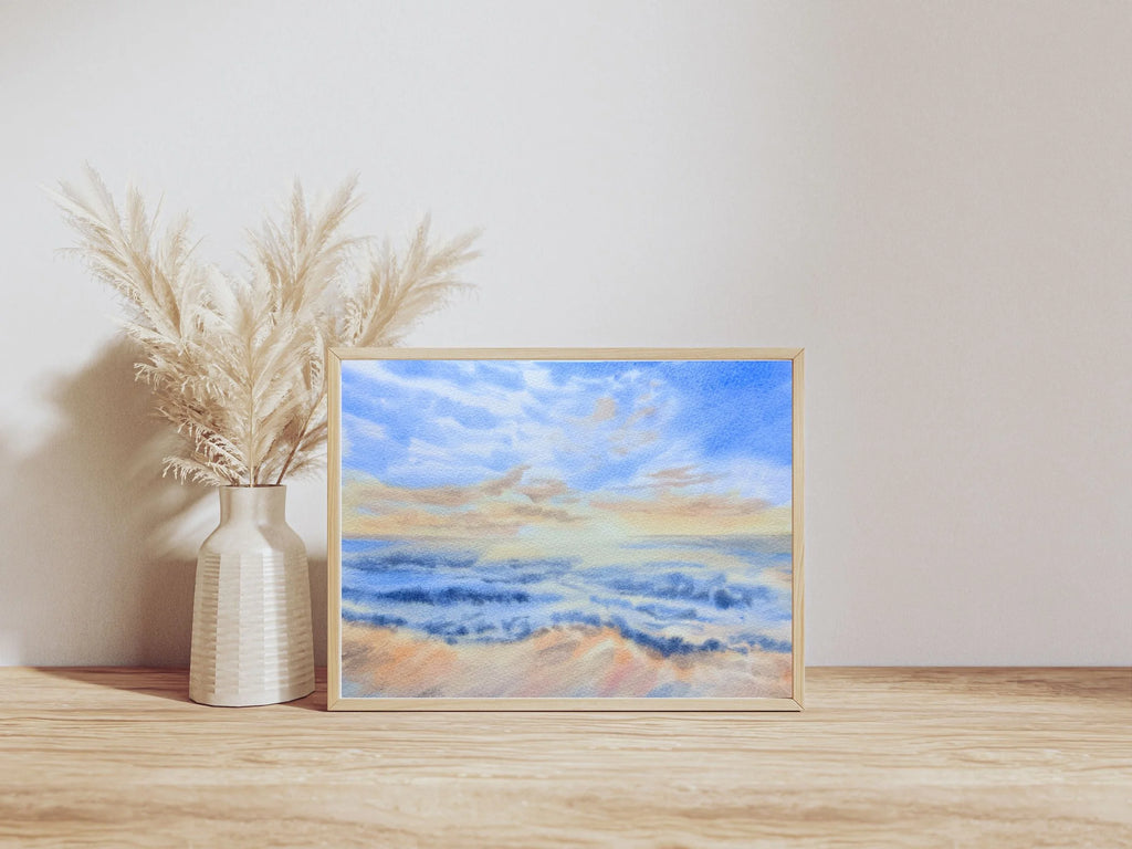 Sunrise Over The Sea - Original Watercolor Painting