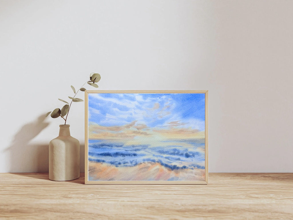 Sunrise Over The Sea - Original Watercolor Painting