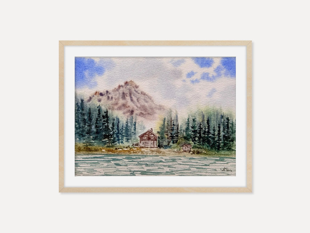 Mountain Cabin Landscape - Original Watercolor Paintings