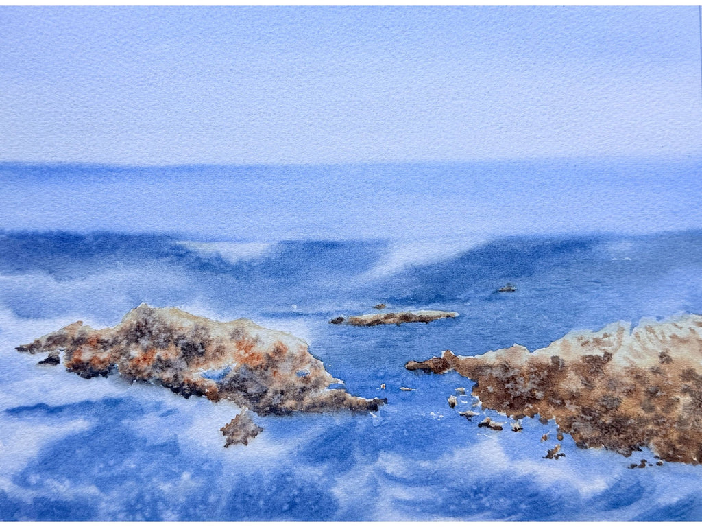Rocky Seascape Adventures - Original Watercolor Painting