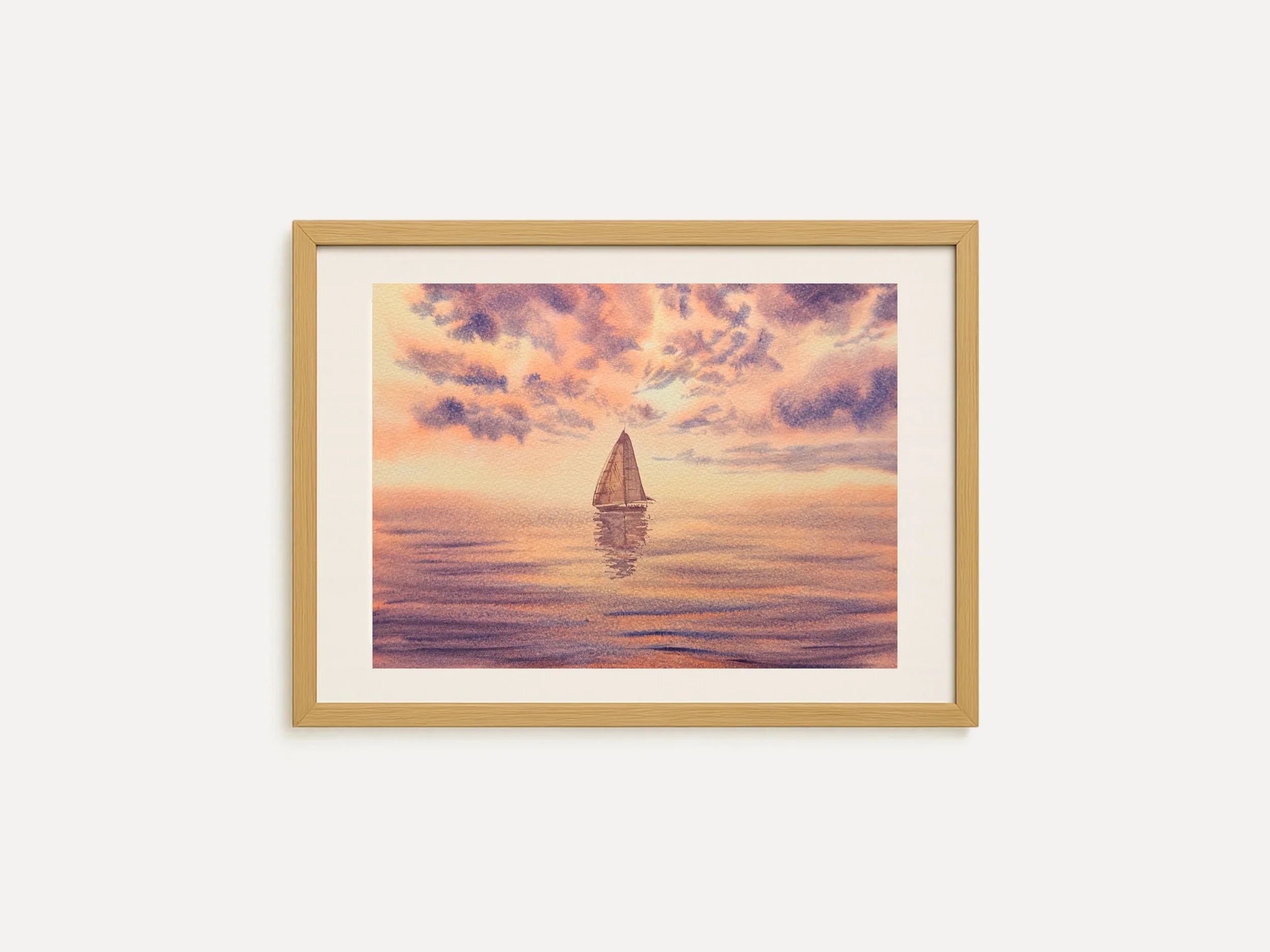 Sunset Over the Sea - Original Watercolor Painting