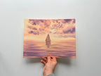 Sunset Over the Sea - Original Watercolor Painting
