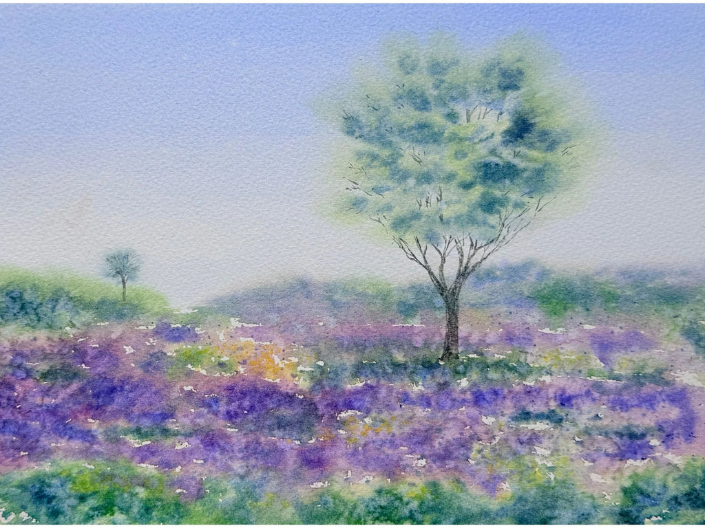 Wild Lavender Meadow - Original Watercolor Painting