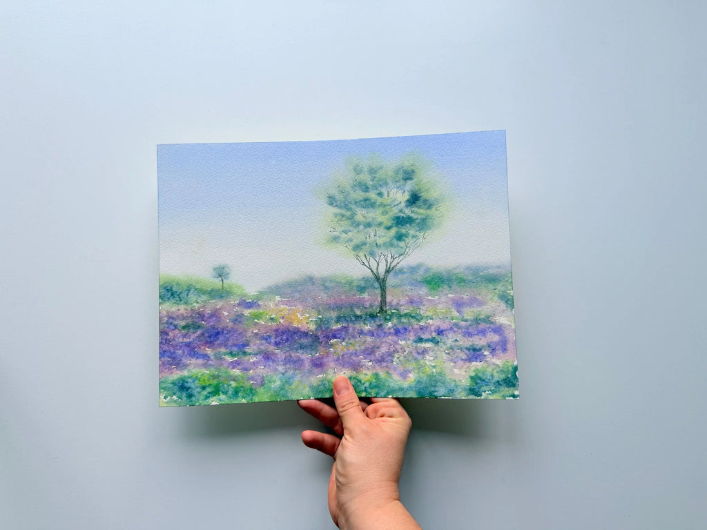 Wild Lavender Meadow - Original Watercolor Painting