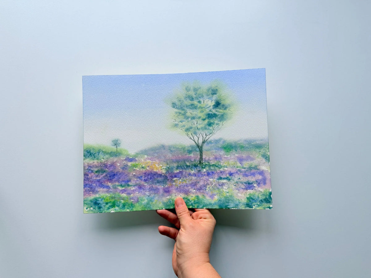 Wild Lavender Meadow - Original Watercolor Painting