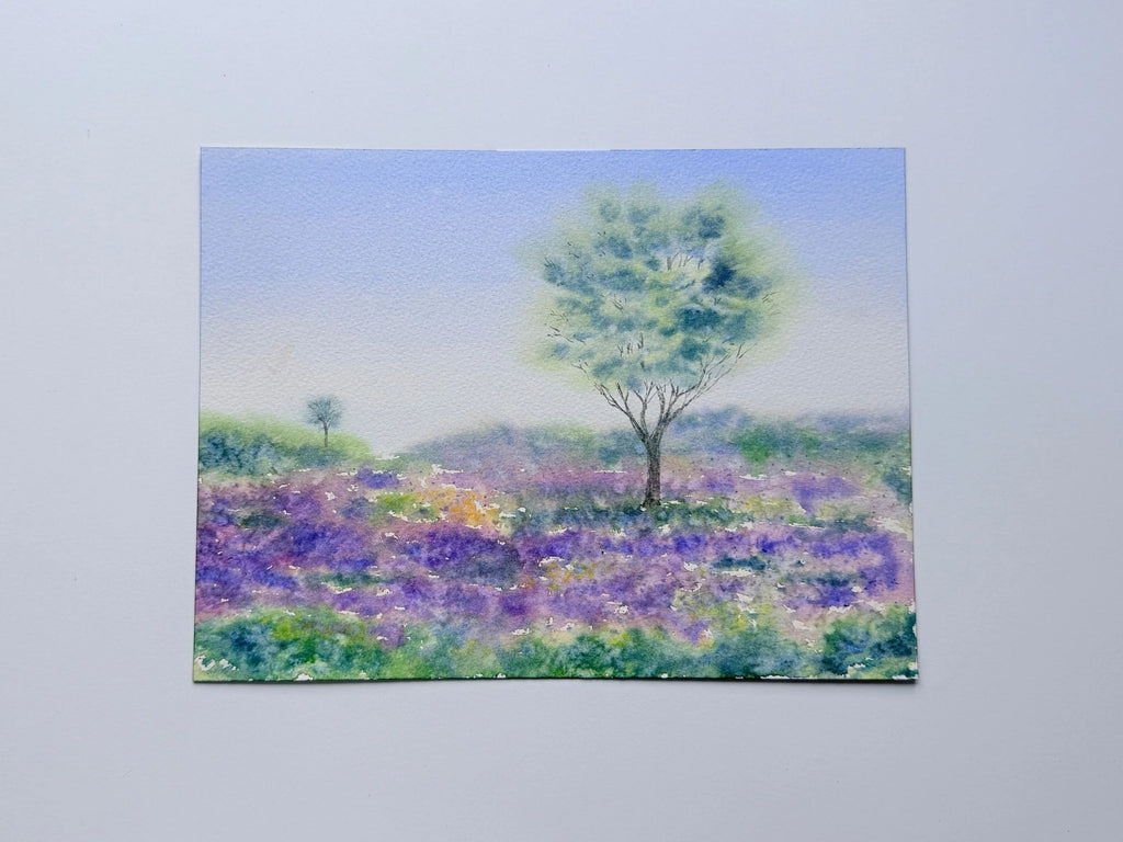 Wild Lavender Meadow - Original Watercolor Painting