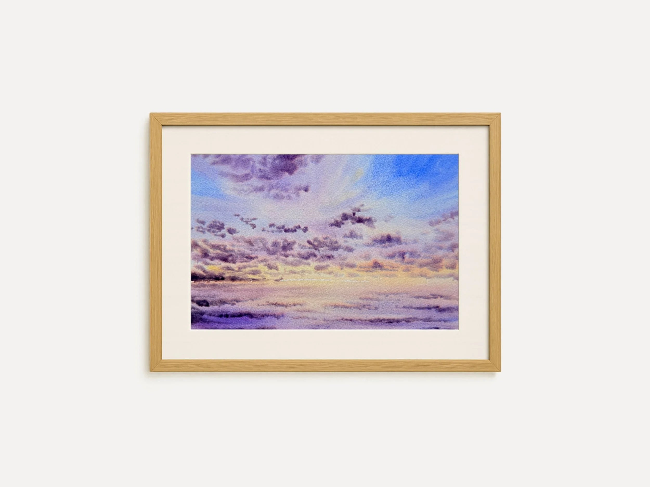 Purple Sunrise Over the Sea - Original Watercolor Painting