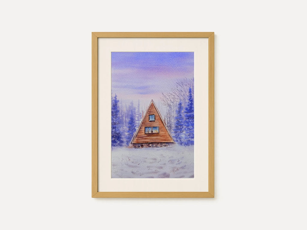 Snowy Winter Cabin and Purple Haze  - Original Watercolor Paintings
