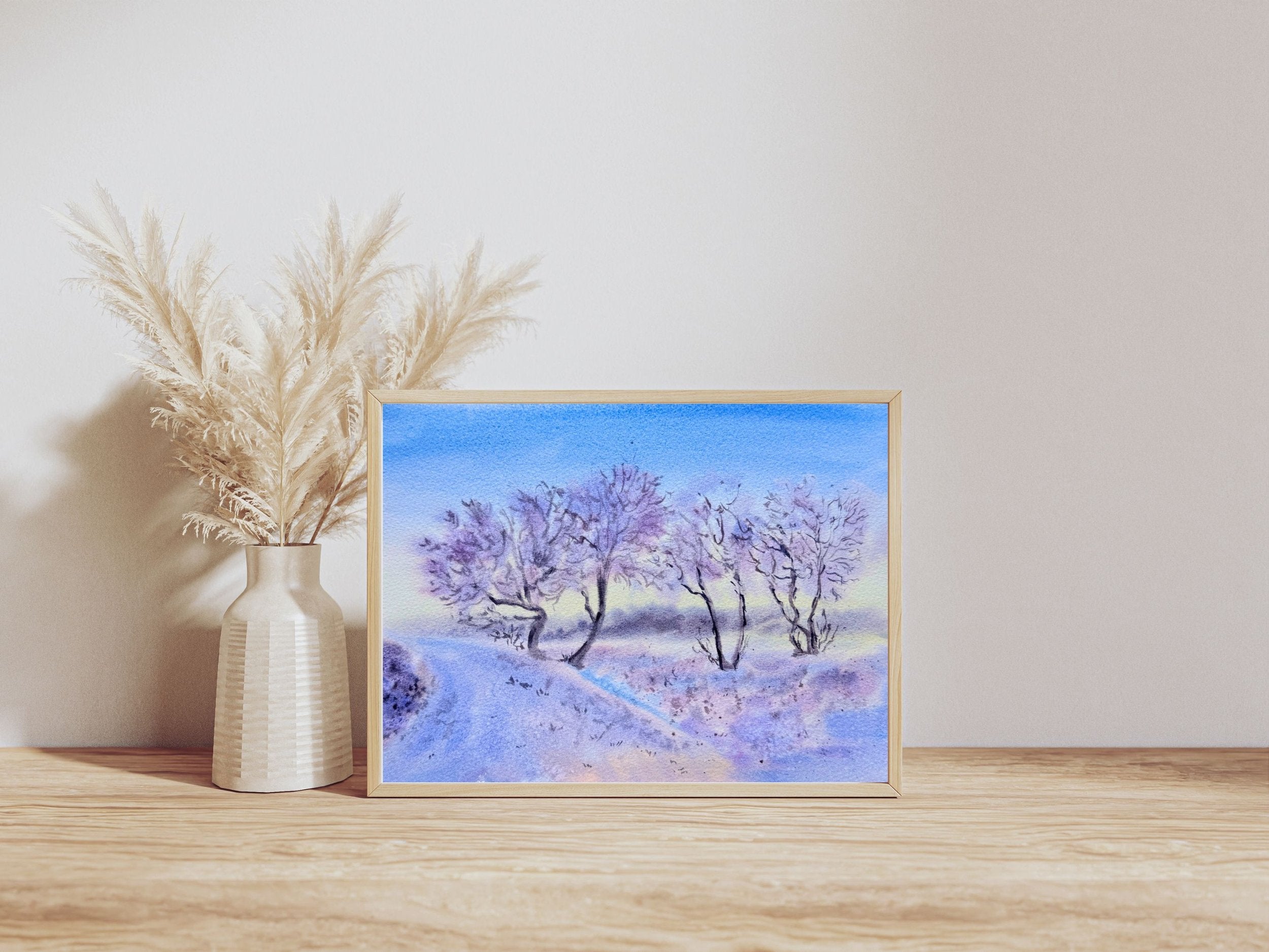 Loose Winter Landscape - Original Watercolor Painting