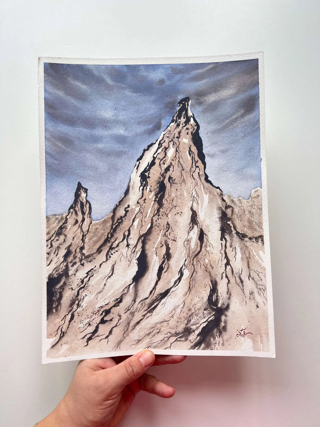 Pastel Lavender Rocks - Original Watercolor Painting