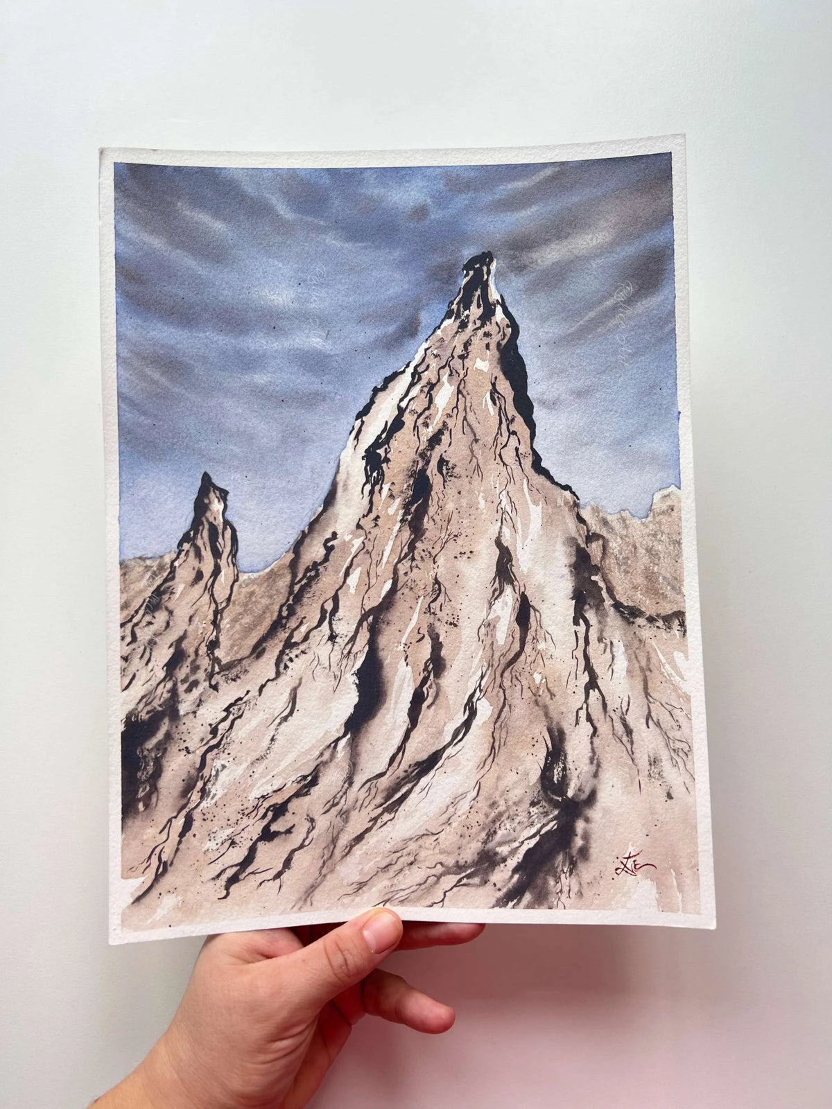 Pastel Lavender Rocks - Original Watercolor Painting