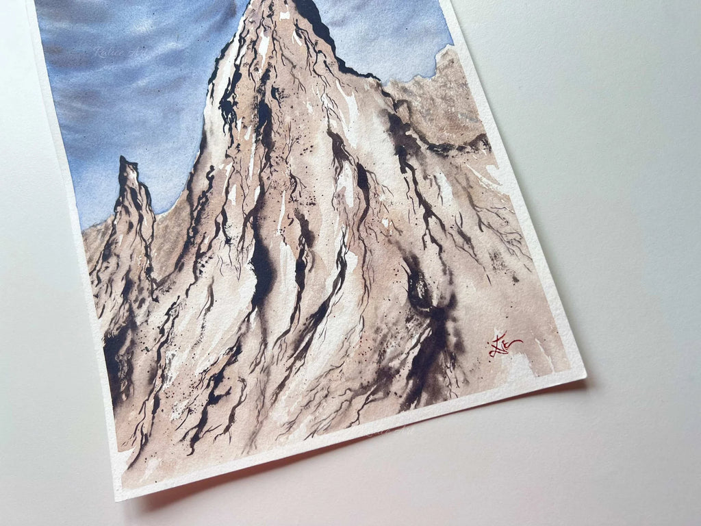 Pastel Lavender Rocks - Original Watercolor Painting