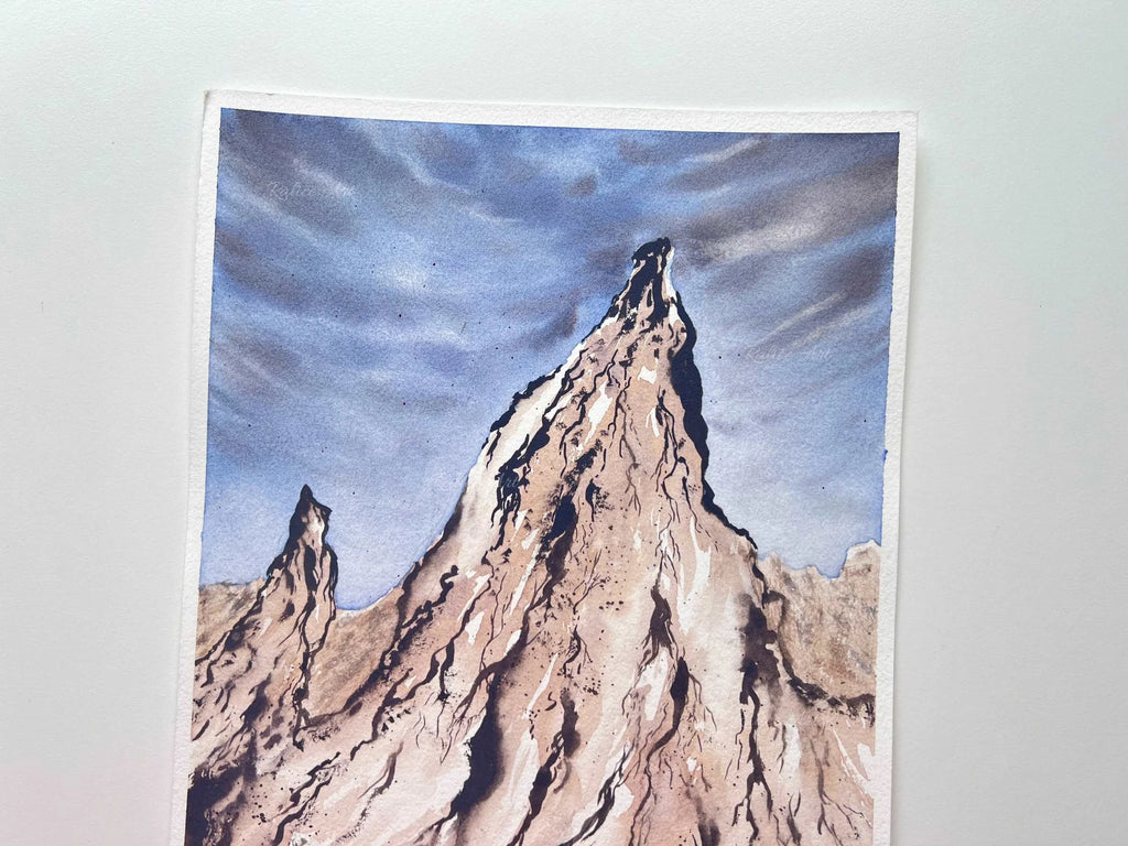 Pastel Lavender Rocks - Original Watercolor Painting