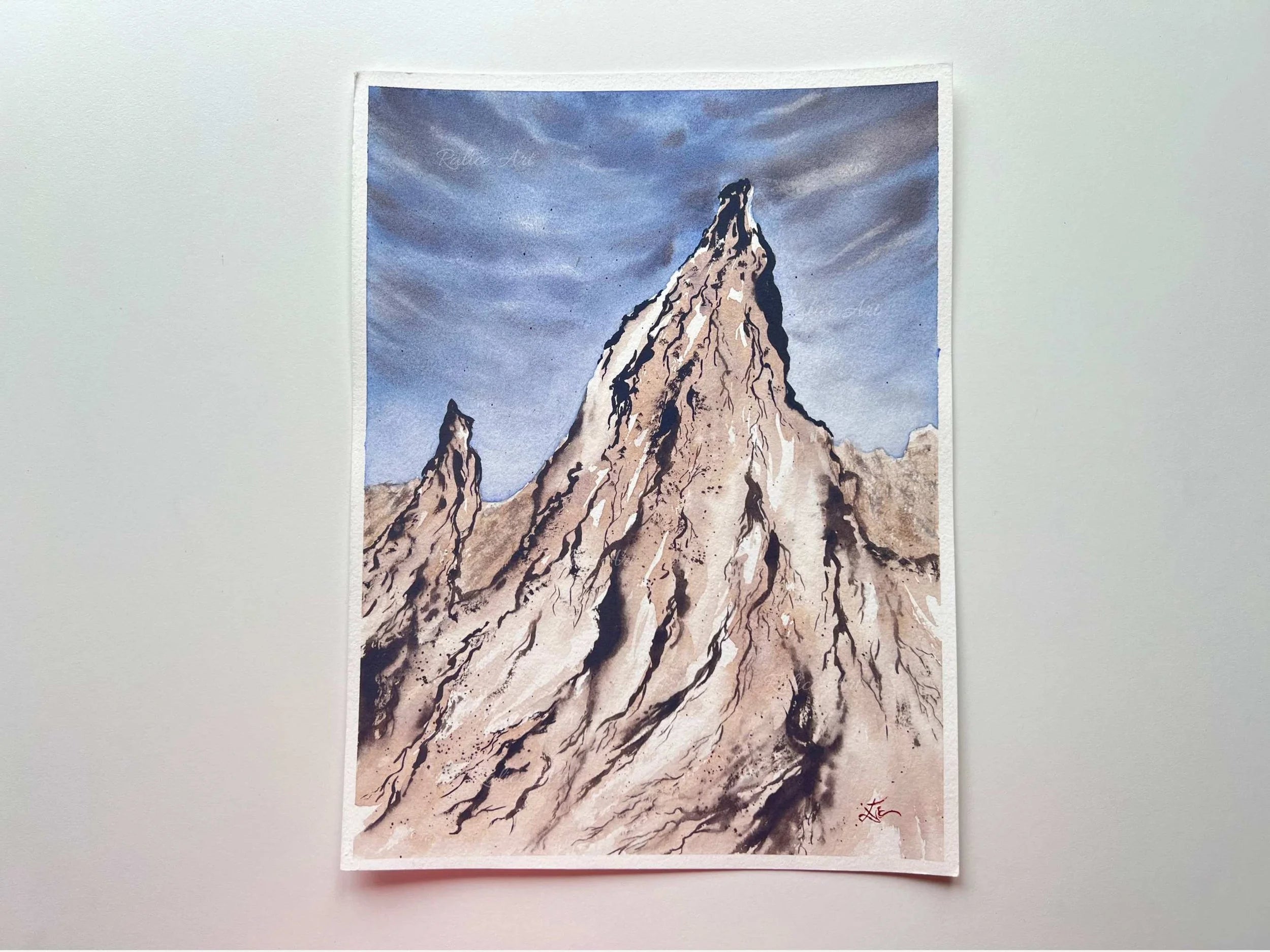 Pastel Lavender Rocks - Original Watercolor Painting