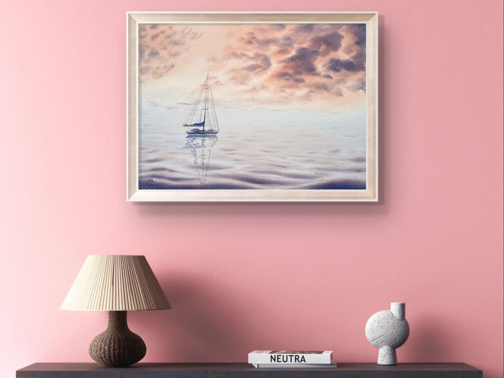 Peachy Sunset - Original Seascape Watercolour Painting