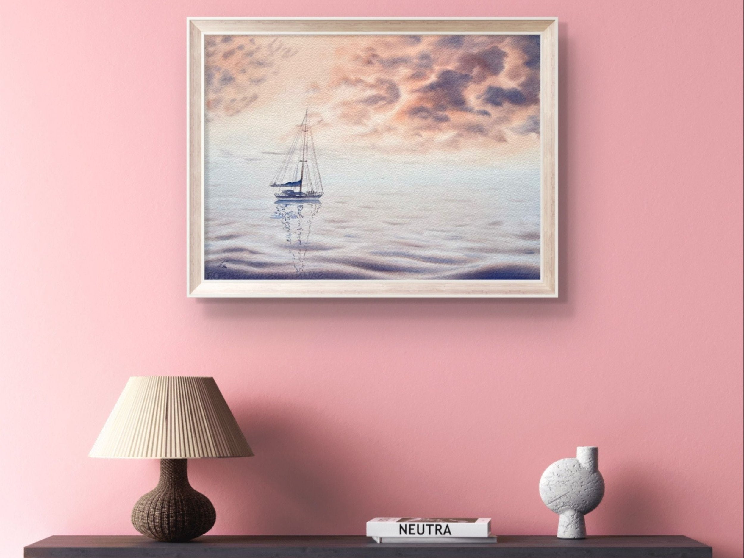 Peachy Sunset - Original Seascape Watercolour Painting