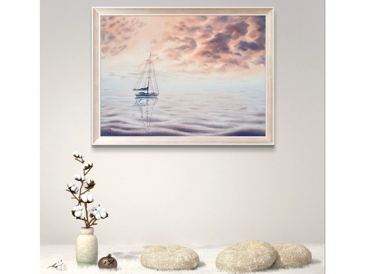 Peachy Sunset - Original Seascape Watercolour Painting