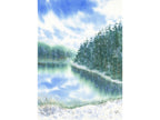 Snowy Lake with Pine Trees - Art Print