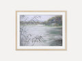 River Reflections - Original Watercolor Painting of Lake Landscape with Soft Reeds
