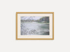 River Reflections - Original Watercolor Painting of Lake Landscape with Soft Reeds
