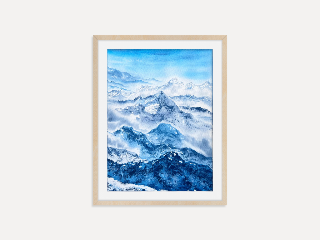 Rolling Hills - Original Watercolor Mountain Painting