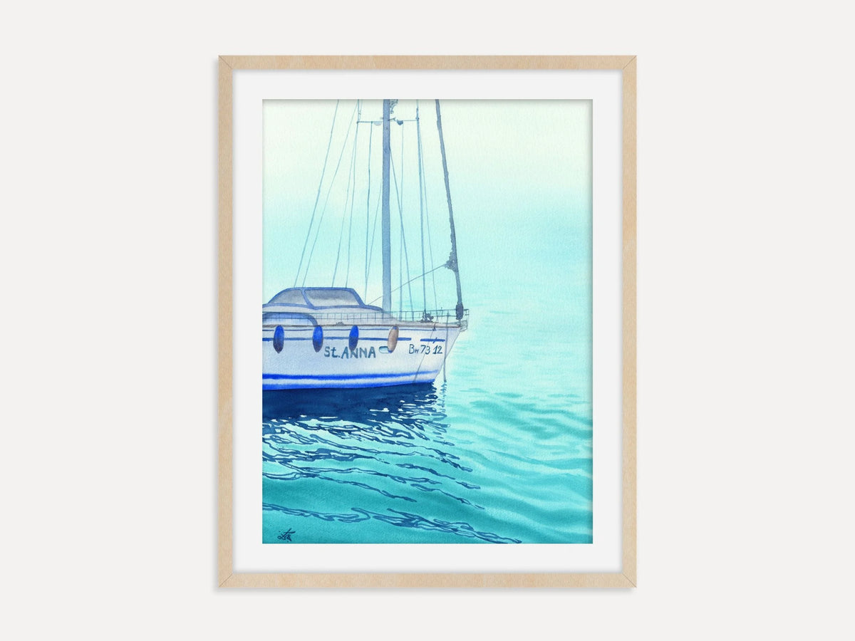 St. Anna – Art Print of a Blue Sailboat