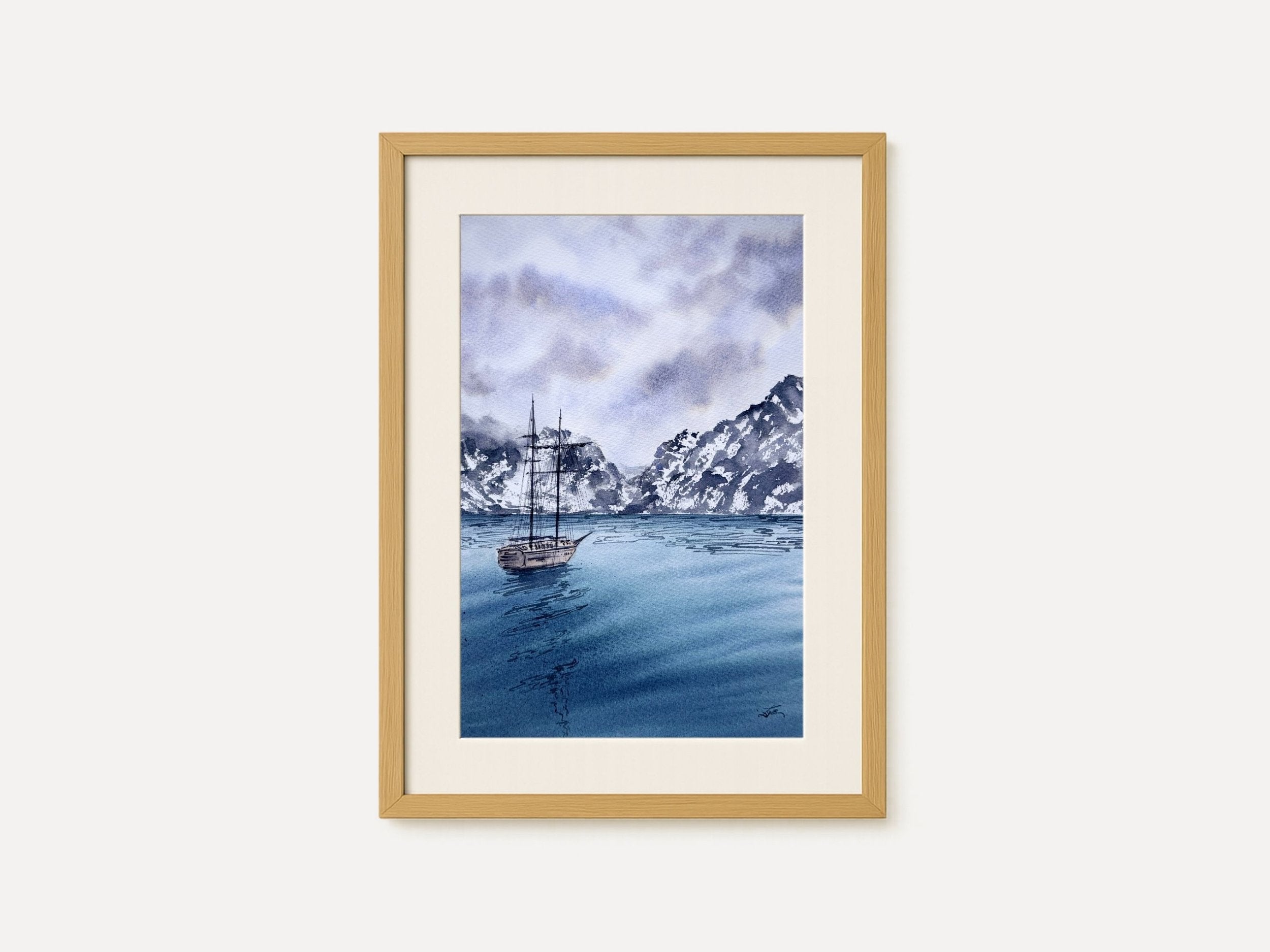 Sail Towards The Mountains - Original Watercolor Painting