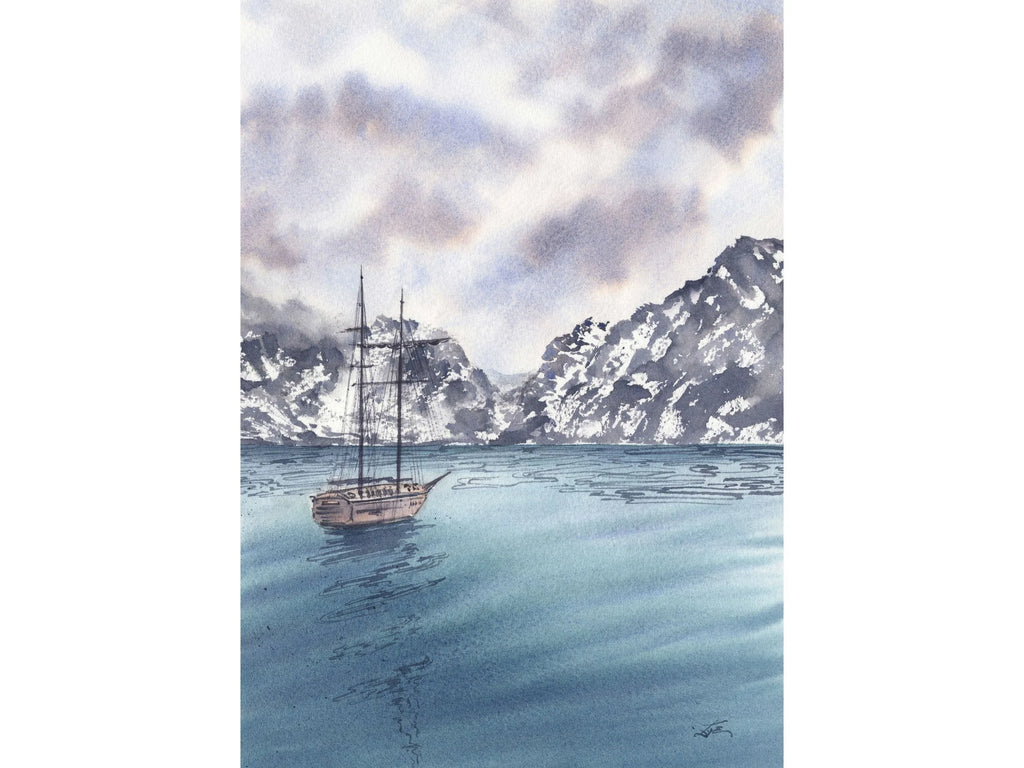 Sail Towards the Mountains - Art Print