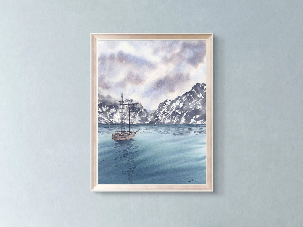 Sail Towards the Mountains - Art Print