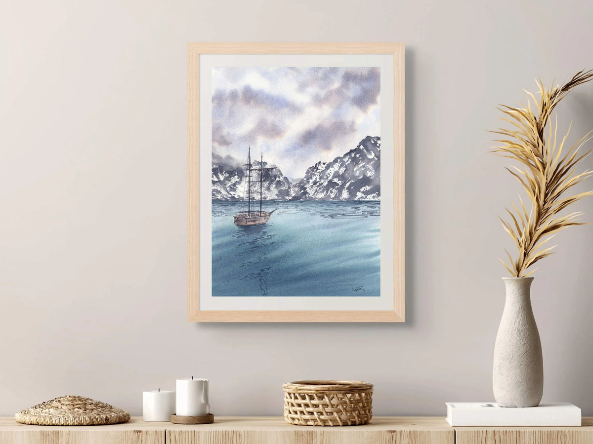 Sail Towards the Mountains - Art Print