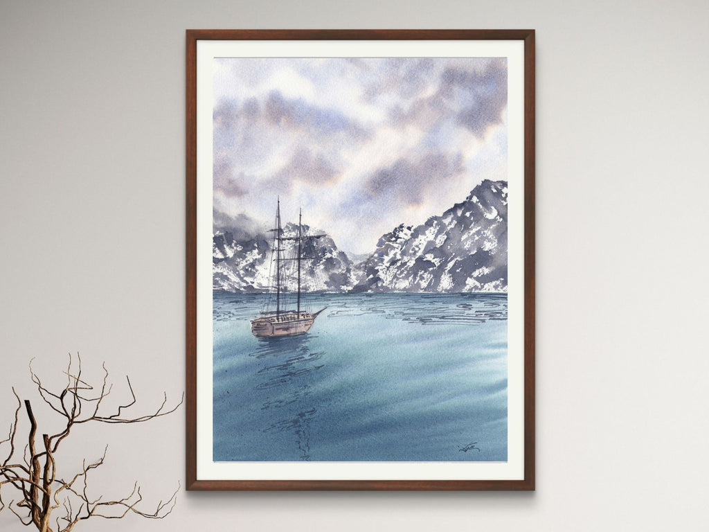 Sail Towards the Mountains - Art Print