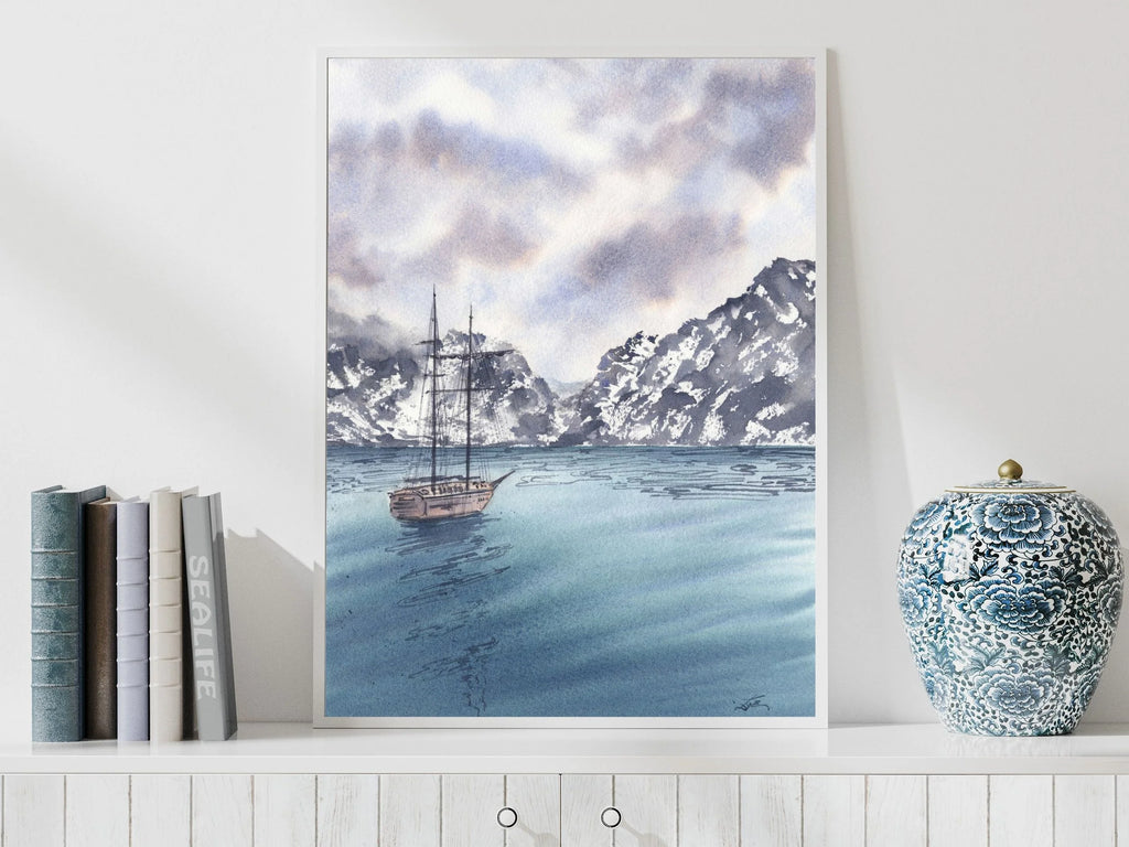 Sail Towards the Mountains - Art Print