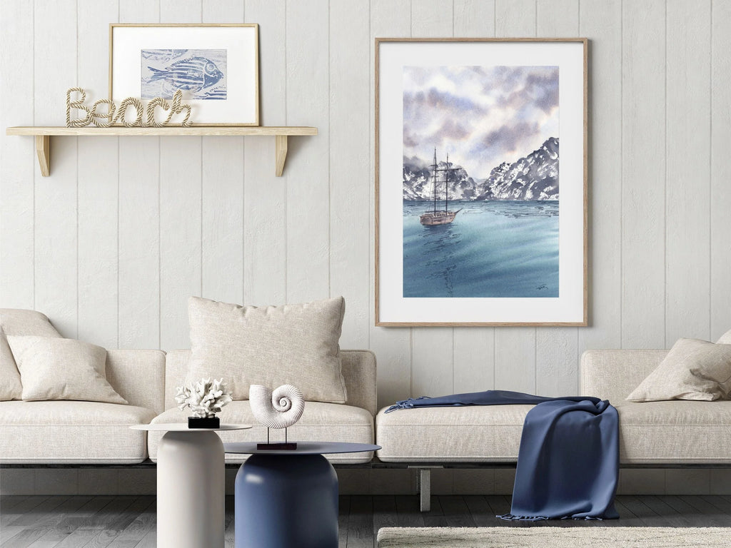 Sail Towards the Mountains - Art Print