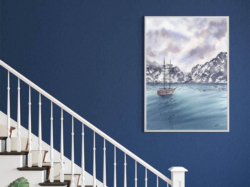 Sail Towards the Mountains - Art Print