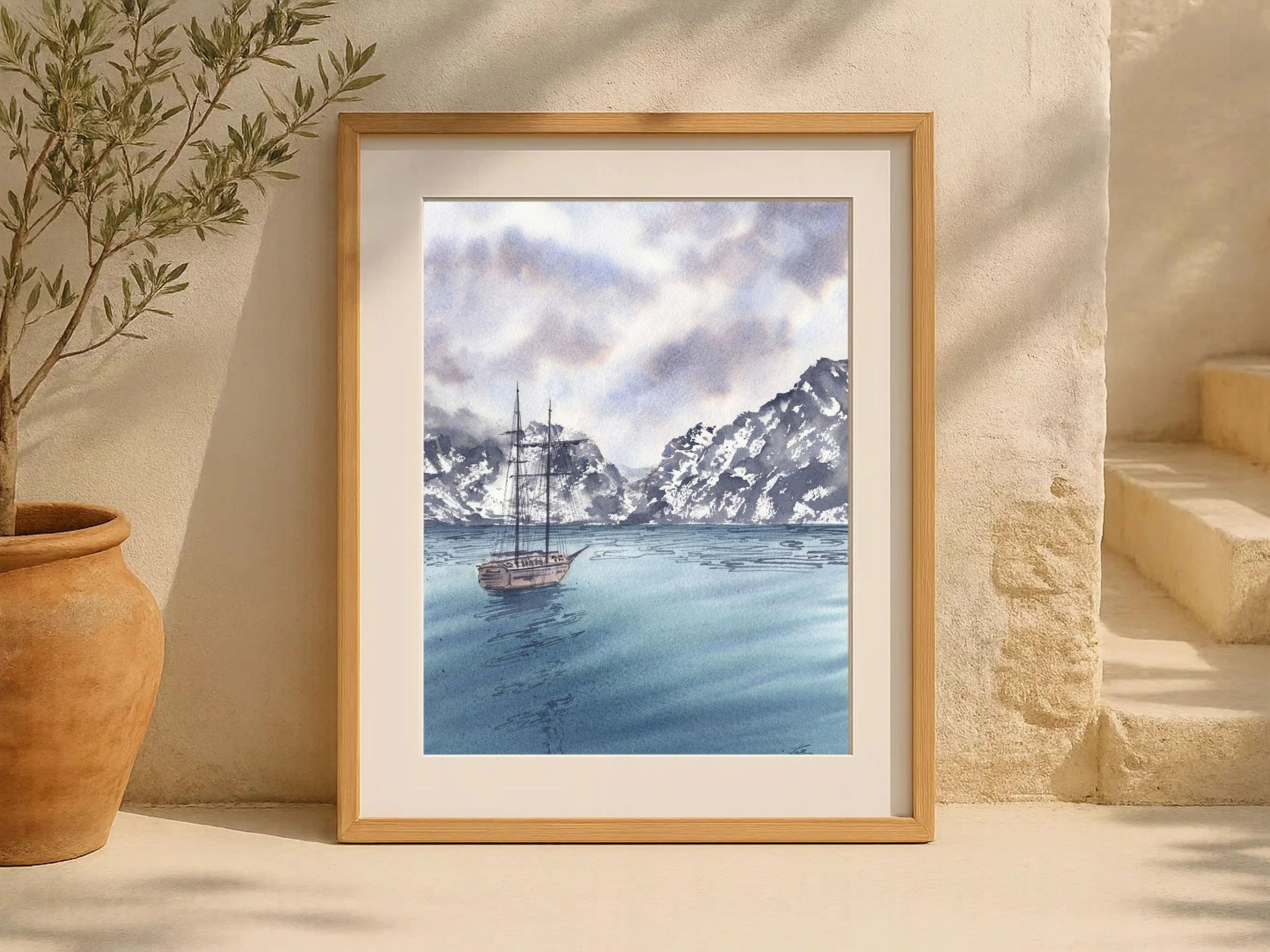 Sail Towards the Mountains - Art Print